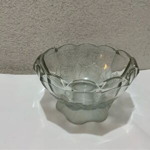 Frosted Roses by Imperlux -Footed Czech Crystal Bowl 7.5” & 4 1/4 tall  G11